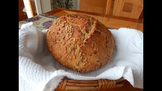 NoKnead Sunflower Seed Honey Whole Wheat Bread updated… super easy… no machines [upl. by Adias]