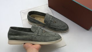 Loro Piana SUMMER CHARMS WALK 13 SUEDE Tea Room color Unboxing Review [upl. by Ariaic]