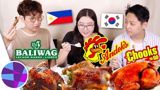 KOREANS TRY ANDOKS BALIWAG AND CHOOKS TO GO LITSONG MANOK 🇰🇷🇵🇭  ELs Planet [upl. by Bautram]