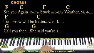 Colder Weather Zac Brown Piano Cover Lesson in C with ChordsLyrics [upl. by Iluj]