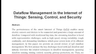 Dataflow Management in the Internet of Things Sensing Control and Security [upl. by Tjader]