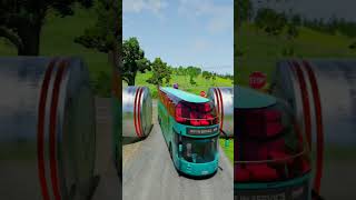 School Bus amp Cement trucks Bollards Crashbustruckcarshortshortsbussbeamngdrive [upl. by Lletnwahs]