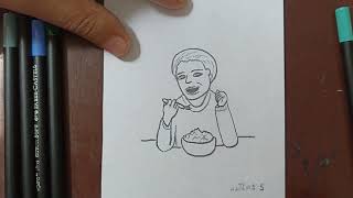 Come disegnare UN BAMBINO CHE MANGIA [upl. by Oibaf]