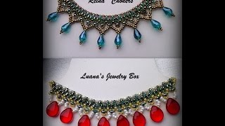 DIY Christmas Beaded choker with Superduo beads  quotReinaquot beading tutorial [upl. by Doley]