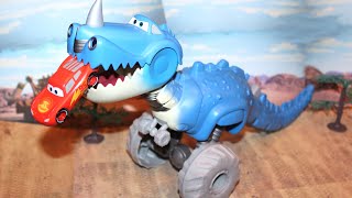 Mattel Disney Cars on the Road Roll amp Chomp Dino  Tyranamissiasaurus Rex TRex Dinosaur [upl. by Lleksah]