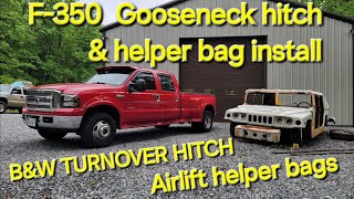 F350 BampW goosneck hitch amp Air lift helper bag install [upl. by Htidra]