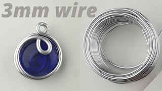 3mm Wire Wrapped Glass Cabochon Jewelry Making Pendant Tutorial [upl. by Seline]