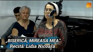 „BISERICĂ MIREASA MEA”  Recită LIDIA NICOARĂ  DESCULȚI 2023 [upl. by Paske]