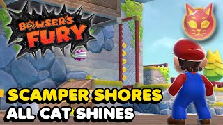 Bowsers Fury  Scamper Shores  All Cat Shine Locations Walkthrough [upl. by Aveneg]