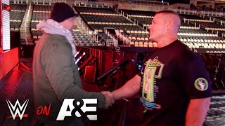 John Cena and Batista reminisce about WrestleMania main events AampE WWE Rivals John Cena vs Batista [upl. by Nyrek]