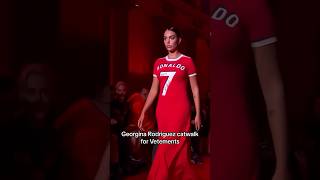 Georgina Rodriguez catwalk at Vetements FW 24 with Cristiano Ronaldo signed dress⚽️ [upl. by Esela]