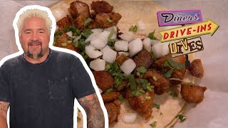 Guy Goes WILD for Carne Adovada Tacos amp Shrimp Burrito  Diners DriveIns and Dives  Food Network [upl. by Noelle]