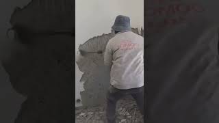 Remove painted concrete wall with electric flathead tool [upl. by Jonny]