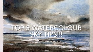 BEGINNERS TOP 5 WATERCOLOR SKY HACKS STORMY WATERCOLOUR Landscape Loose PAINTING Techniques DEMO [upl. by Htir]