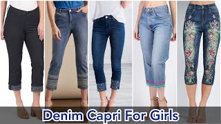 Denim Capri Pants Designs for Girls 2021 Girls Jeans Jean Capri pants CaprisKafri For Girls 2021 [upl. by Annayram]