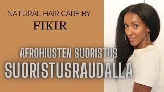 Afrohiustenhoito Afrohiusten suoristus suoristusraudalla  Flat iron natural hair [upl. by Mosley390]