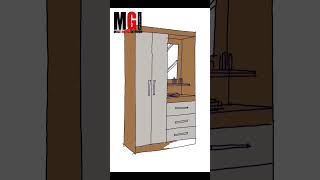 Easy Wardrobe Design Simple Perspective Drawing and Coloring for Beginners  ganita karya [upl. by Roskes]