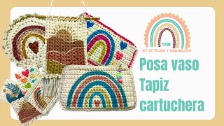 Paso a paso para realizar cartucheras tapices y posa vasos en crochet [upl. by Naihtniroc]