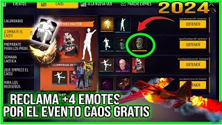 Asi podrás Reclamar 4 emotes Nuevo evento Caos de free fire emote x llegar a heroico avion en llamas [upl. by Esyli998]