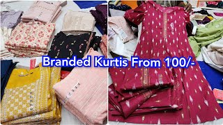 100rs Branded kurtis shop in chickpet BangaloreDesigner Aliya cutNyra cut KurtisBranded leggings [upl. by Iman]