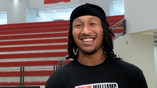 Jaylin Williams speaks to media during the Jaylin Williams Basketball Camp [upl. by Brion550]