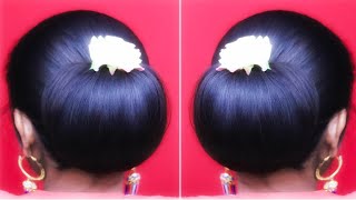 Simple juda bun hairstyle girl for medium hair  simple quick updo hairstyle for women  Hairstyle [upl. by Lance]