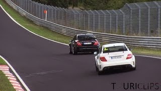 MercedesBenz CLK 63 AMG Blackseries vs C 63 AMG Coupe Blackseries on the Nürburgring [upl. by Nalehp]