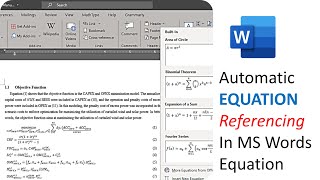 How to Create Number Equation in Word and Cross Refer Equation Number Only [upl. by Dyson654]