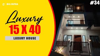 15 X 40 House Plan Luxury Duplex House Design [upl. by Nuj]