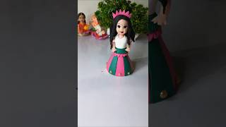 Beautiful 😍 colour doll dress 👗 making with clay art 🌈♥️ Barbie girl 👰 [upl. by Hctud]