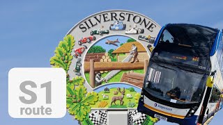 Bus route S1 Variation from Northampton to Silverstone Circuit by Towcester and Silverstone Village [upl. by Rebor955]