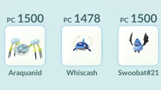 Araquanid Whiscash Swoobat 41 pokemongopvp pvppokemon pokémongoméxico [upl. by Linson299]