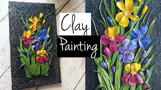 3D Floral Clay Painting On Canvas  Clay Mural Art  Clay Art On Canvas  Air Dry Clay [upl. by Niltag]