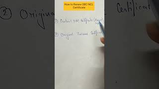 How to Renew OBC NCL Certificate  Documents Required  OBC expired  shorts [upl. by Ellerret]