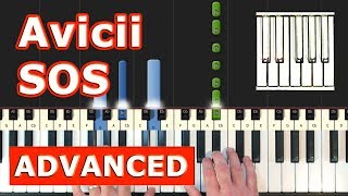 Avicii  SOS  Piano Tutorial Easy  Sheet Music Synthesia [upl. by Mirth811]