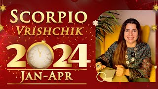 ♏ 2024 Jan  Apr Scorpio Vrishchik Horoscope  वृश्चिक राशि जनवरी  अप्रैल 2024 राशिफल  Tarot [upl. by Esserac]