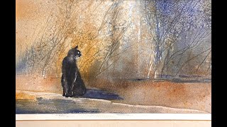 Lois Impressionist CAT Simple Atmospheric Watercolor Landscape Painting For Beginners Demo SALT [upl. by Eelyak]