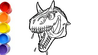 🔴  Dinosaurs for children  🦖 HOW TO DRAW FACE BULL CARNOTAURUS  Jurassic World Camp Cretaceous [upl. by Donaldson]