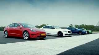 Tesla Model 3 Performance vs Rivals M3 C63 S amp Giulia QV EXTENDED  Top Gear  Series 27 [upl. by Herring]