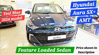 Features Loaded Sedan from Hyundai  Aura SX AMT Teal Blue  hyundai aura sedan [upl. by Noslien]