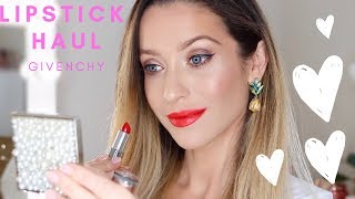 GIVENCHY LUXURY LIPSTICK HAUL  FIRST IMPRESSIONS [upl. by Eadrahc]