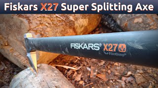 Fiskars X27 Super Splitting Axe  long hardwood logs workout [upl. by Campman91]