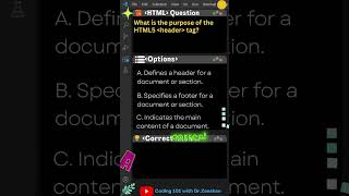 HTML Coding 101 Q30 What is the purpose of the HTML5 quotheaderquot tag html css shorts [upl. by Nosduj]