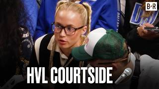 Hailey Van Lith Micd Up Courtside at Mavs vs Spurs Season Opener [upl. by Nona726]