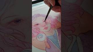 finishing up the base layers do you build up watercolor layers 🌸 art lofi [upl. by Becca]