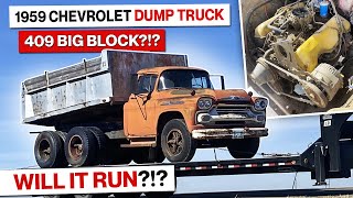 Will It Run Big Block 1959 Chevrolet Dump Truck Abandoned for 17 Years WBlock Chevy Action [upl. by Babbette]