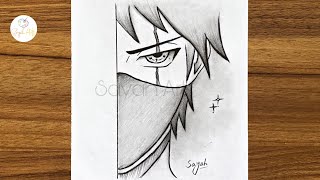 Easy anime drawing  How to draw kakashi Hatake step by step  Easy drawings for beginners [upl. by Aynam]