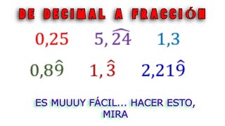 De Decimal a Fracción Irreducible matematicas subtitulos [upl. by Ahsyla]