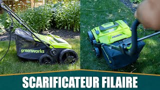 LE MEILLEUR SCARIFICATEUR FILAIRE – Greenworks DT13B00 [upl. by Nivrag]