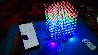 DIY WIFI 8x8x8 3D LED Cube its music Reactive LED cube [upl. by Abdel]